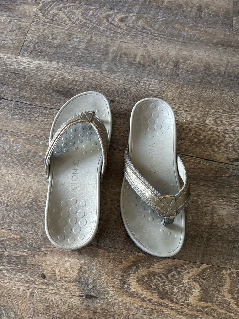 Vionic Women's Metallic Silver Comfort Thong Sandals